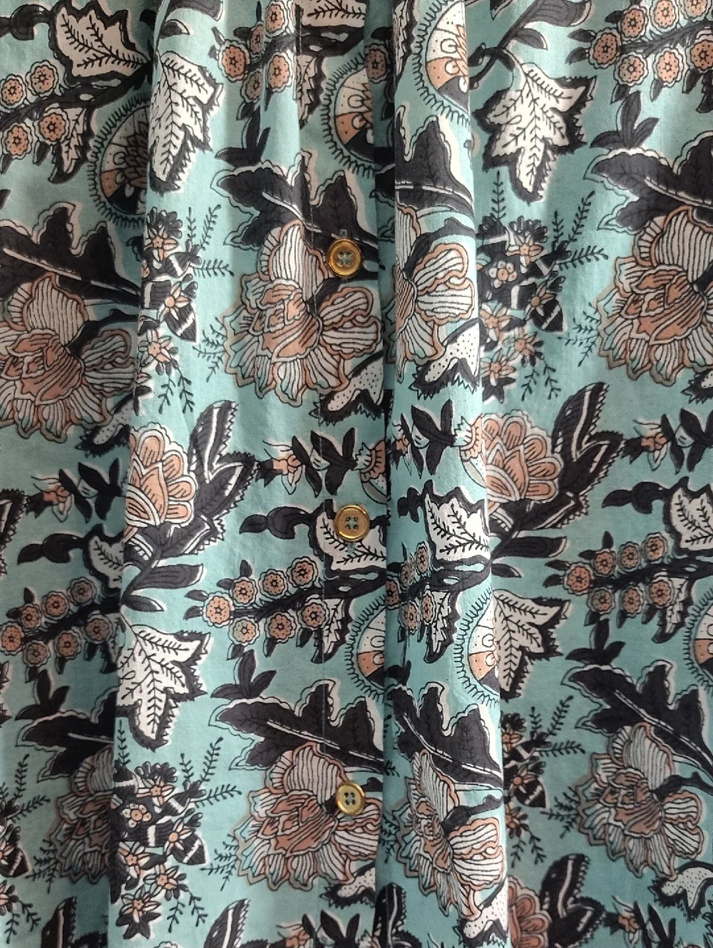 Never A Wallflower Boho Floral Button-Front Blouse in Seafoam and Brown - Picture 8 of 9